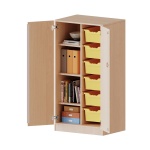 ErgoTray Schrank, 2reihig, 3,5 OH, zweitürig, mit 6 hohen Boxen, B/H/T 70,3x136x50cm 